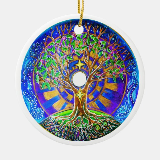 Vollmond-Mandala-Verzierung Keramikornament (Vorne)