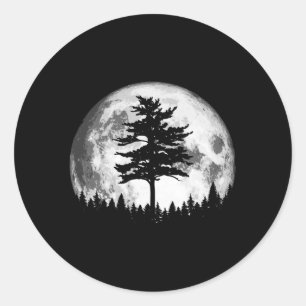 Vollmond Minimalistisch E Tree Runder Aufkleber