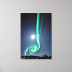 Vollmond mit Aurora   Yellowmesser Kanada Leinwanddruck