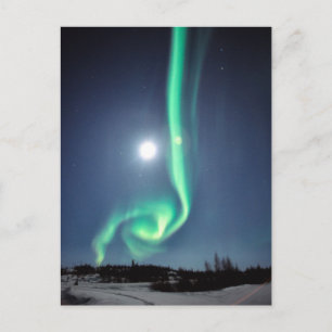Vollmond mit Aurora   Yellowmesser Kanada Postkarte