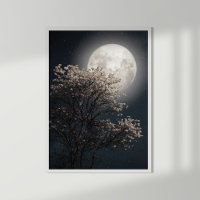 Vollmond mit blühendem Baum