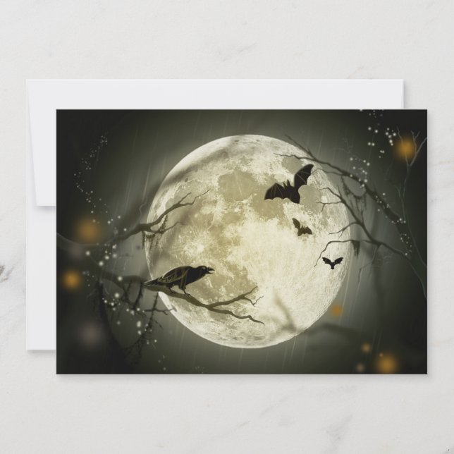 Vollmond mit einer Crow and Bats Einladung (Vorderseite)
