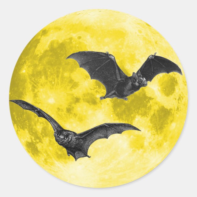 Vollmond mit Fledermäusen [Umschlag Aufkleber/Aufk Runder Aufkleber (Vorderseite)
