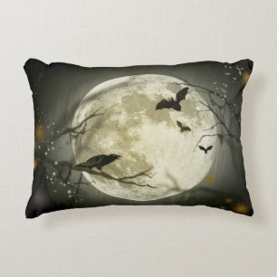 Vollmond mit Fledermäusen und Raven Dekokissen