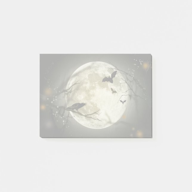 Vollmond mit Fledermäusen und Raven Post-it Klebezettel (Vorderseite)