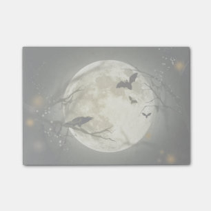 Vollmond mit Fledermäusen und Raven Post-it Klebezettel