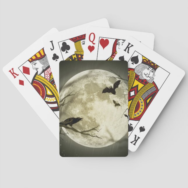 Vollmond mit Fledermäusen und Raven Spielkarten (Rückseite)