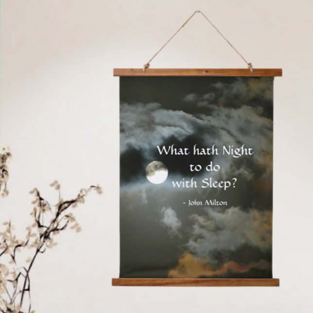 Vollmond mit John Milton Zitat zur Nachtzeit Wandteppich Mit Holzrahmen (Von Creator hochgeladen)