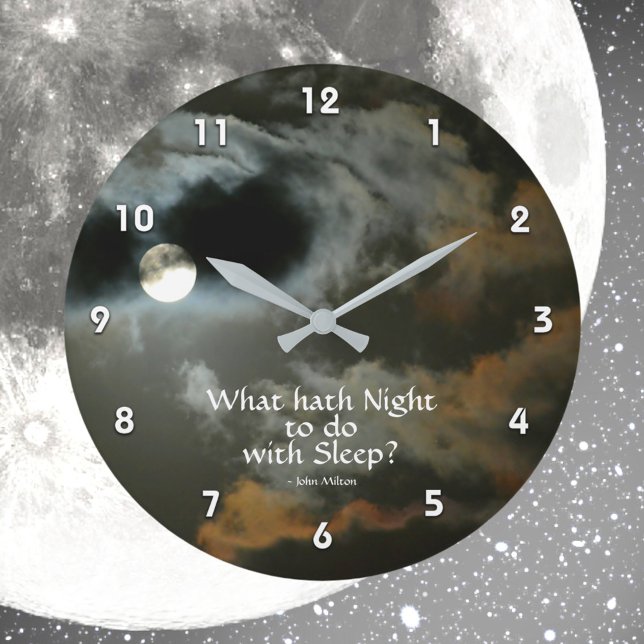 Vollmond mit nächtlicher Anführungsschiene Große Wanduhr (Von Creator hochgeladen)