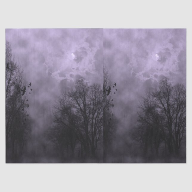 Vollmond mit Ravens Lila Nebelpapier Seidenpapier (Vorderseite)
