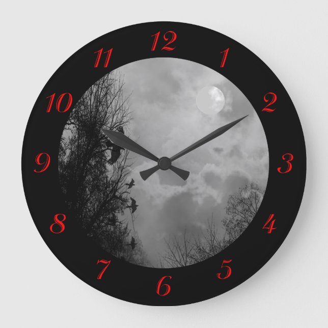 Vollmond mit roten Zahlen, Wall-Uhr Große Wanduhr (Vorderseite)