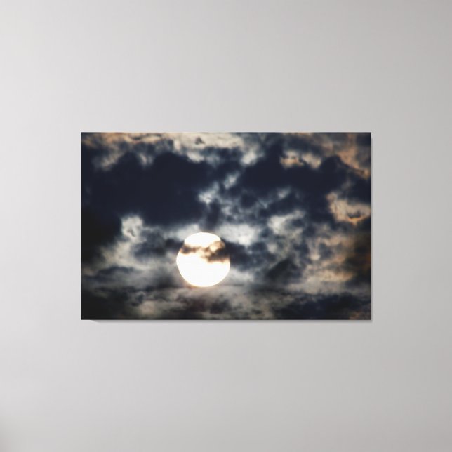 Vollmond mit Wolken Leinwanddruck (Vorderseite)
