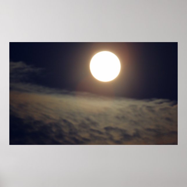 Vollmond mit Wolken Poster (Vorne)