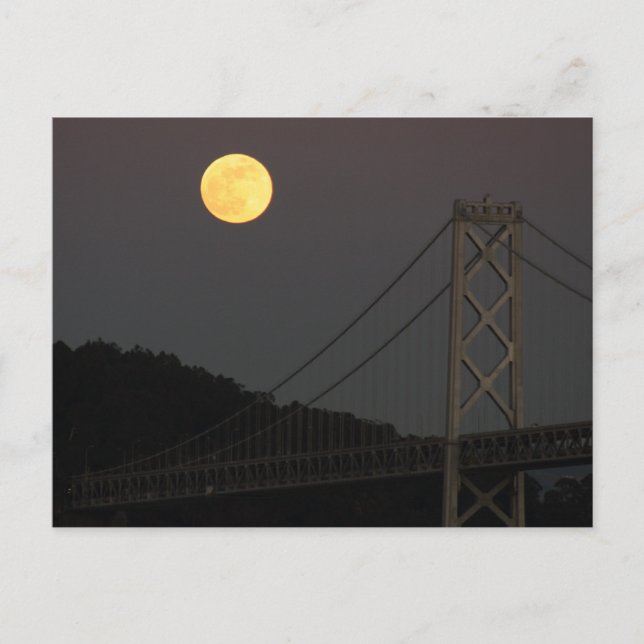 Vollmond Over Bay Bridge San Francisco 10.10.09 Postkarte (Vorderseite)