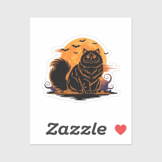Vollmond Persian - Fluffy Persian Cat Halloween Aufkleber (Blatt)