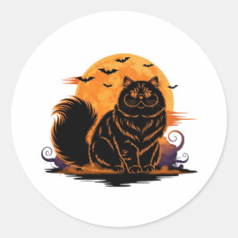 Vollmond Persian - Fluffy Persian Cat Halloween Runder Aufkleber