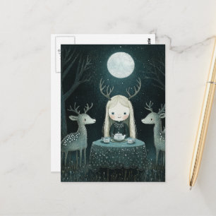 Vollmond-Picknick mit Hirschen Postkarte