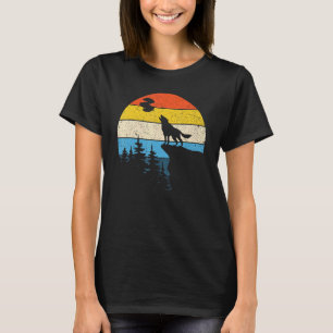Vollmond-Raubtier-Retro-Wald Howling Wol T-Shirt