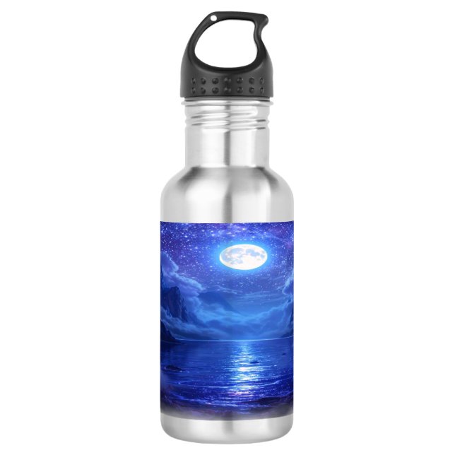 "Vollmond Reflektion Wasser Flasche - Natur Edelstahlflasche (Vorderseite)