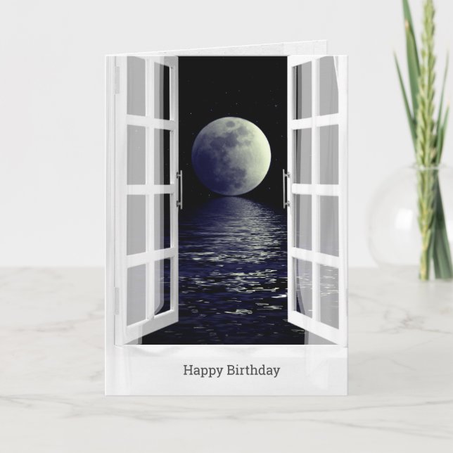 Vollmond-Reflexion über den OzeanGeburtstag Karte (Vorderseite)