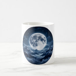 Vollmond-Schneebedeckte-Berge-Kaffeetasse Kaffeetasse