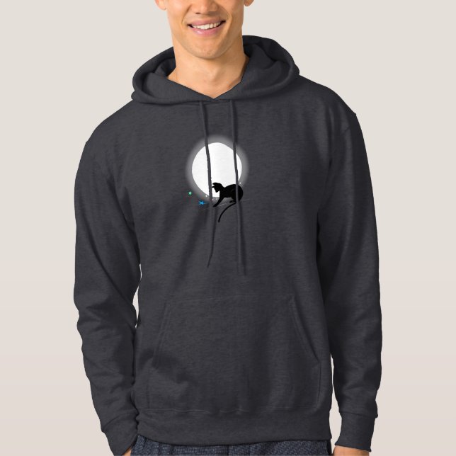 Vollmond-Schwarze Katze und Sterne Hoodie (Vorderseite)