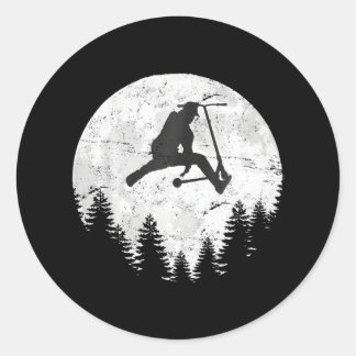 Vollmond Scooter-Skater Skateboarding Runder Aufkleber