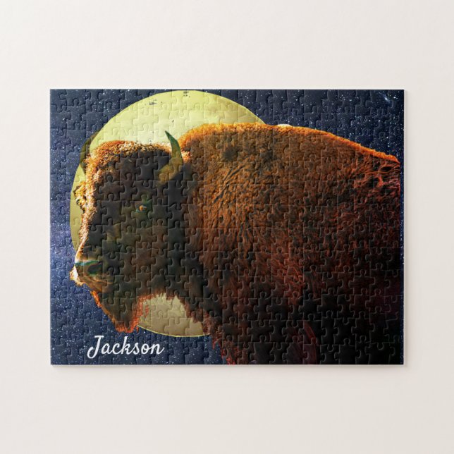 Vollmond, Starry Sky und Buffalo Bull (Horizontal)