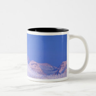 Vollmond steigt über dem Glacier-Nationalpark Zweifarbige Tasse