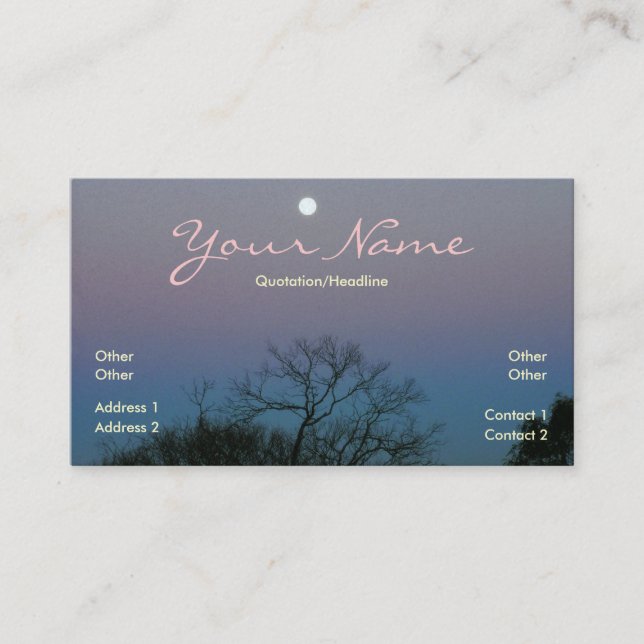 Vollmond Sunrise Business Card Visitenkarte (Vorderseite)