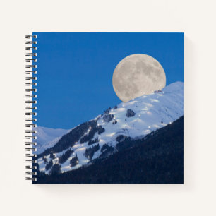 Vollmond über dem Alyeska-Skigebiet, Alaska Notizbuch