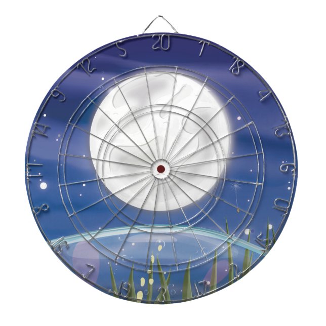 Vollmond über dem Teich Dartscheibe (vorne)