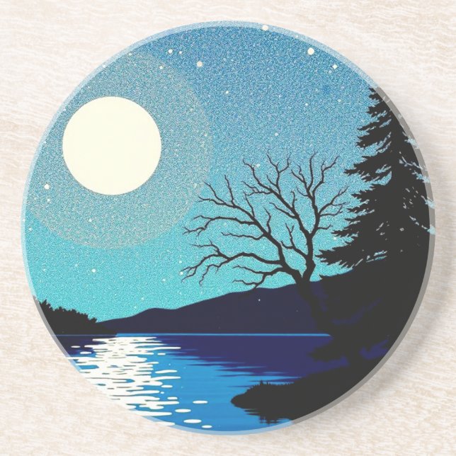 Vollmond über den Fluss Sandstone Untersetzer (Vorne)
