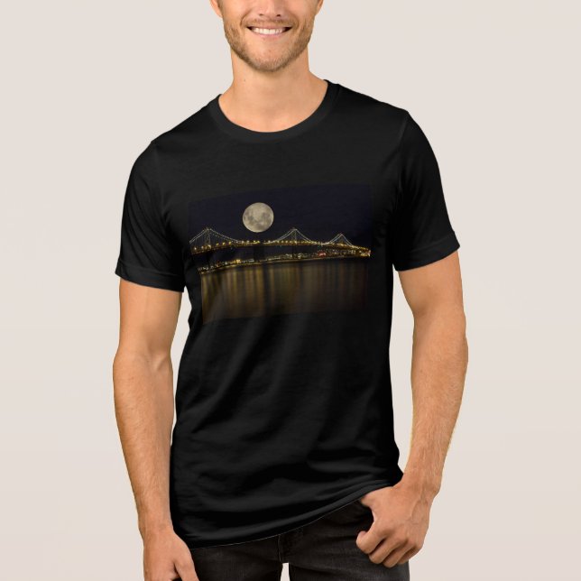 Vollmond über der Bucht Tri-Blend Shirt (Vorderseite)