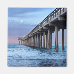 Vollmond über Pier, Kalifornien Magnet