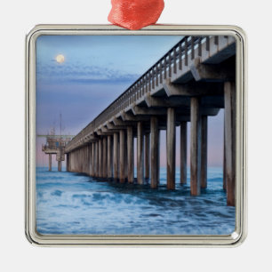 Vollmond über Pier, Kalifornien Ornament Aus Metall