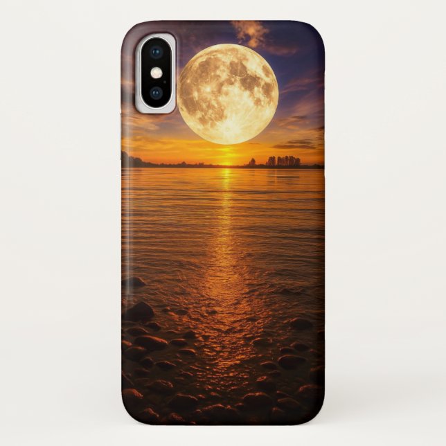 Vollmond über ruhiges Gehäuse am See Case-Mate iPhone Hülle (Rückseite)