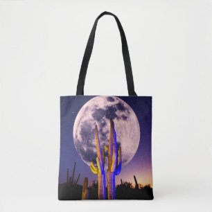 Vollmond über Saguaro-Kakteen Tasche