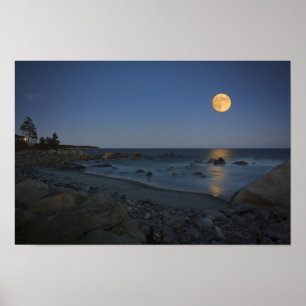 Vollmond über weißem Punkt Poster