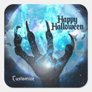 Vollmond-Umwandlung Halloween Quadratischer Aufkleber