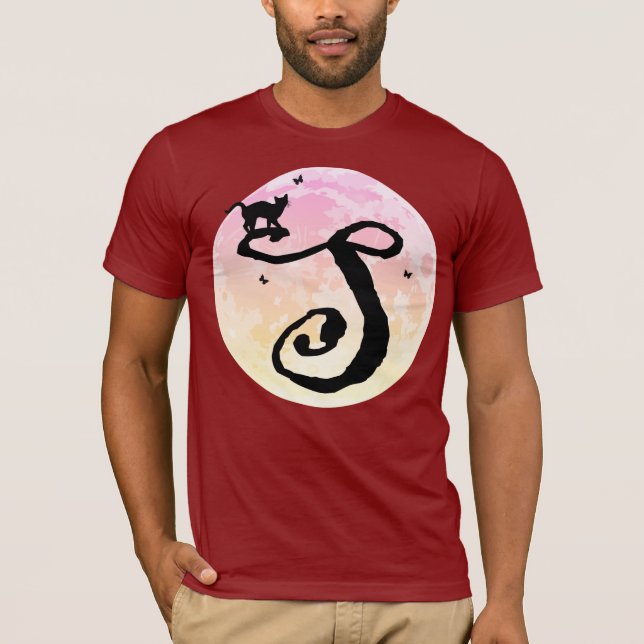Vollmond und Cat S Initial Monogram T - Shirt (Vorderseite)
