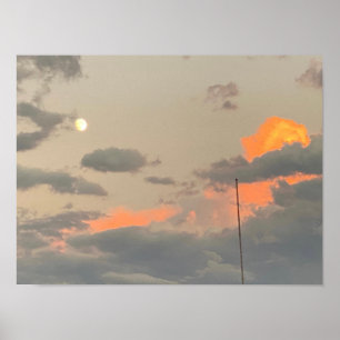 Vollmond 🌝 und farbenfrohe Wolken ☁️ Poster