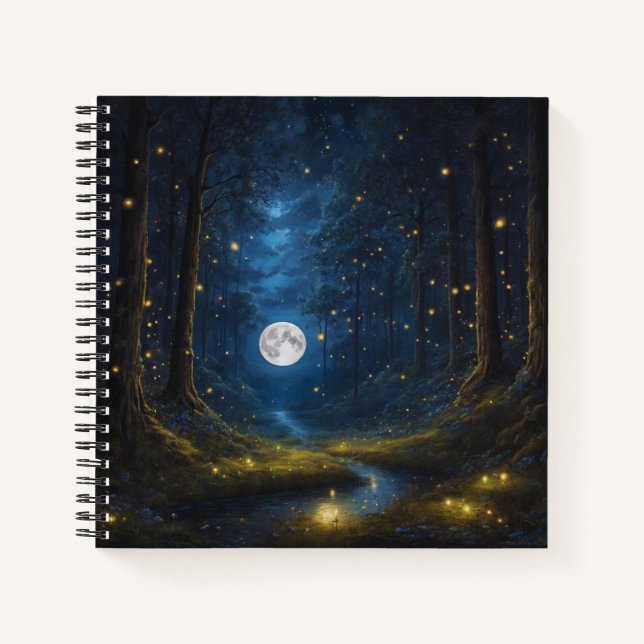Vollmond und Firefrefly-Hardcover-Journal Notizbuch (Vorderseite)