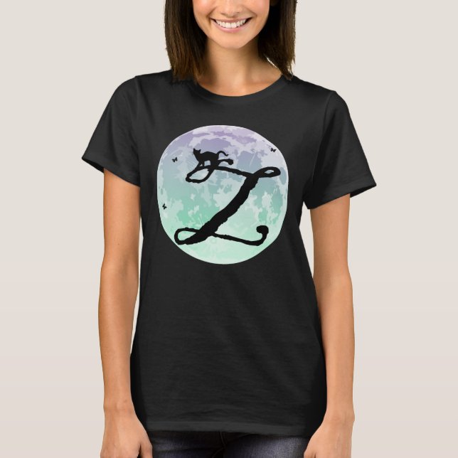 Vollmond und Kat X Initial Monogramm T-Shirt (Vorderseite)