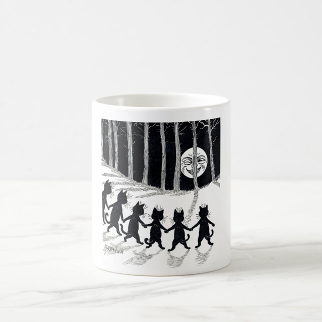 Vollmond und Katzen, Louis Wain Kaffeetasse (Mittel)