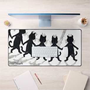 Vollmond und Katzen, Louis Wain Schreibtischunterlage