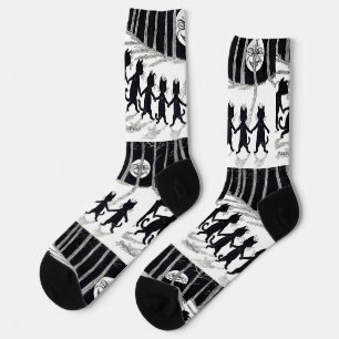 Vollmond und Katzen, Louis Wain Socken