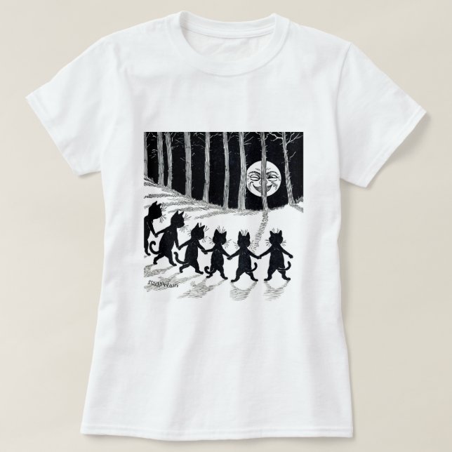 Vollmond und Katzen, Louis Wain T-Shirt (Design vorne)