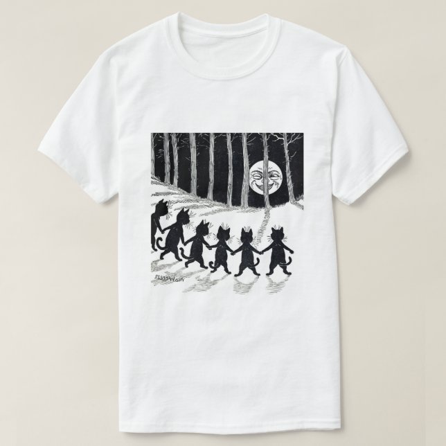 Vollmond und Katzen, Louis Wain T-Shirt (Design vorne)