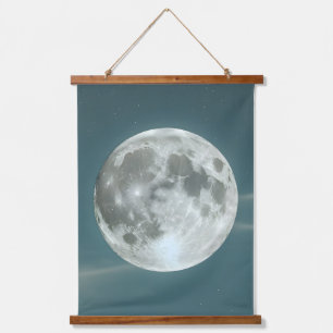 Vollmond Wandteppich Mit Holzrahmen